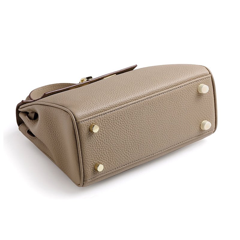 Mireza | Taupe Textured Leather Handbag – Elegant & Versatile - in Taupe | Arvea Bags