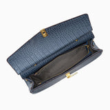 Monaco Croc - Embossed Top Handle Bag – Luxury Structured Satchel for Women - in Blue | Arvea Bags