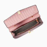 Monaco Croc - Embossed Top Handle Bag – Luxury Structured Satchel for Women - in Salmon Pink | Arvea Bags