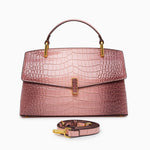 Monaco Croc - Embossed Top Handle Bag – Luxury Structured Satchel for Women - in Salmon Pink | Arvea Bags