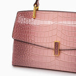Monaco Croc - Embossed Top Handle Bag – Luxury Structured Satchel for Women - in Salmon Pink | Arvea Bags