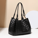 Monaco Woven Tote Bag with Braided Handle and Gold Accent – Luxury Designer Handbag - in Black | Arvea Bags