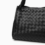 Monaco Woven Tote Bag with Braided Handle and Gold Accent – Luxury Designer Handbag - in Black | Arvea Bags