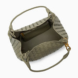 Monaco Woven Tote Bag with Braided Handle and Gold Accent – Luxury Designer Handbag - in Green | Arvea Bags