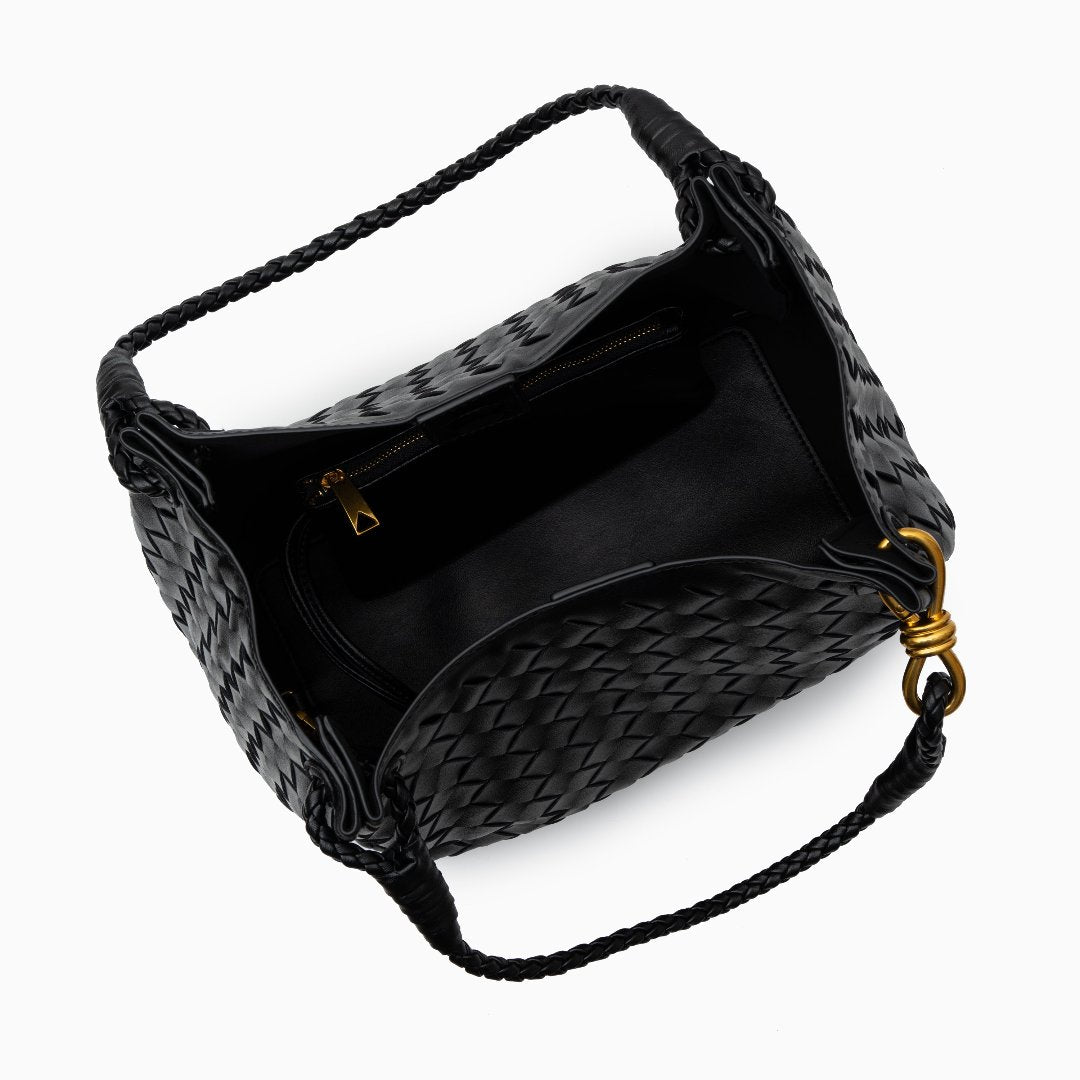 Monaco Woven Tote Bag with Braided Handle and Gold Accent – Luxury Designer Handbag - in Green | Arvea Bags