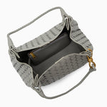 Monaco Woven Tote Bag with Braided Handle and Gold Accent – Luxury Designer Handbag - in Grey | Arvea Bags