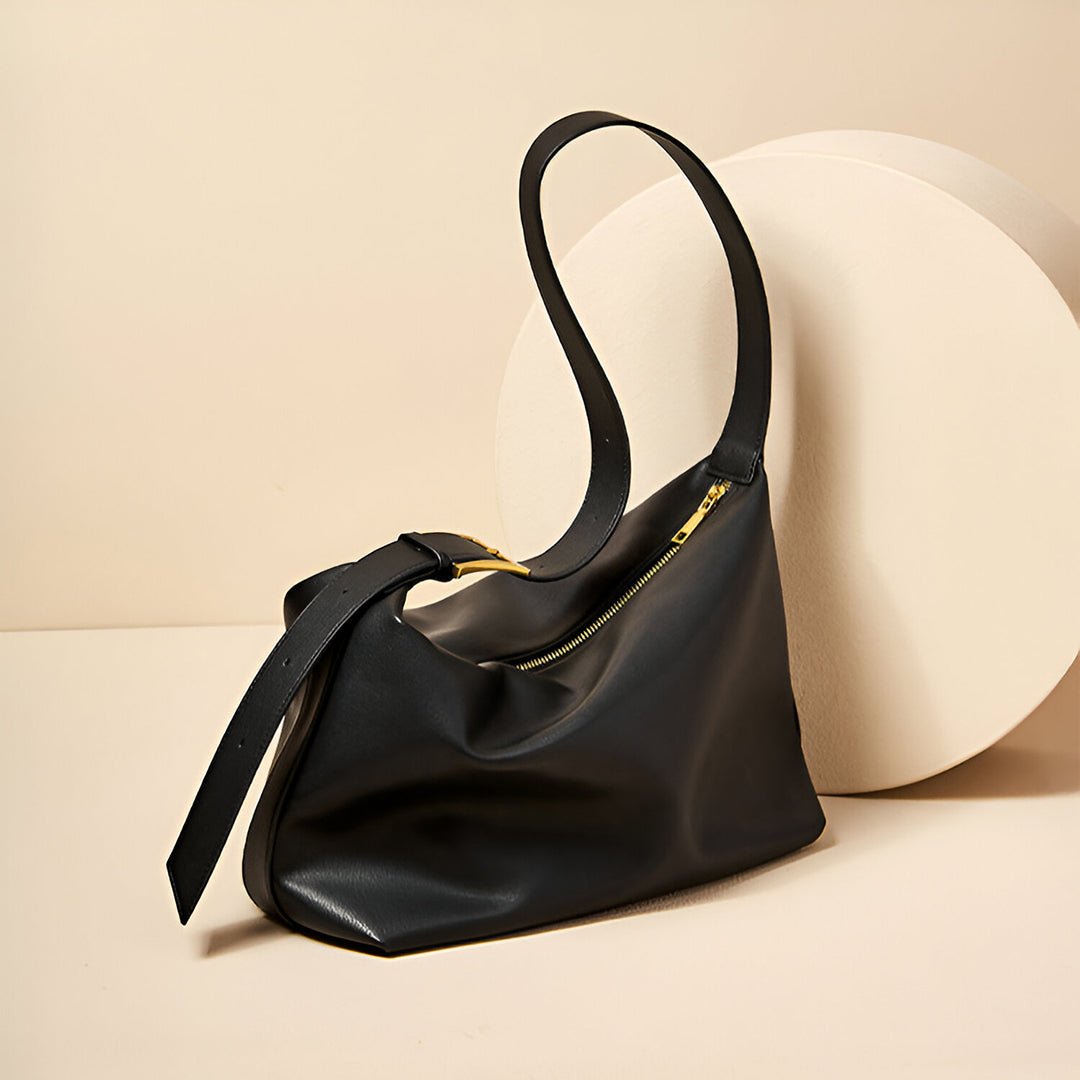 Monica Soft Leather Shoulder Bag – Slouchy Luxe in Black Leather - in Black | Arvea Bags