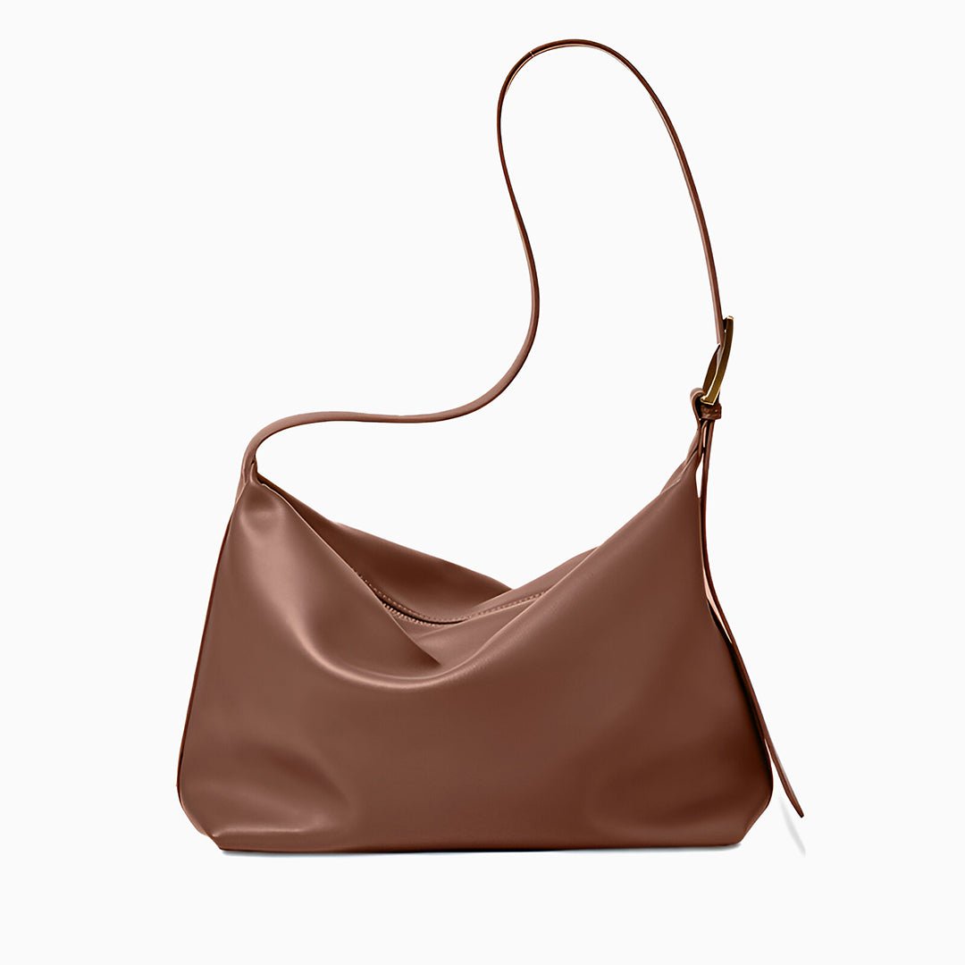 Monica Soft Leather Shoulder Bag – Slouchy Luxe in Black Leather - in Dark Brown | Arvea Bags