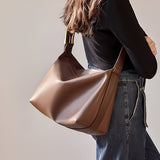 Monica Soft Leather Shoulder Bag – Slouchy Luxe in Black Leather - in Dark Brown | Arvea Bags