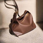 Monica Soft Leather Shoulder Bag – Slouchy Luxe in Black Leather - in Dark Brown | Arvea Bags