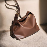 Monica Soft Leather Shoulder Bag – Slouchy Luxe in Black Leather - in Dark Brown | Arvea Bags