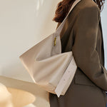 Monica Soft Leather Shoulder Bag – Slouchy Luxe in Black Leather - in Off - White | Arvea Bags