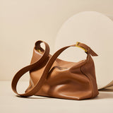 Monica Soft Leather Shoulder Bag – Slouchy Luxe in Black Leather - in Tan Brown | Arvea Bags