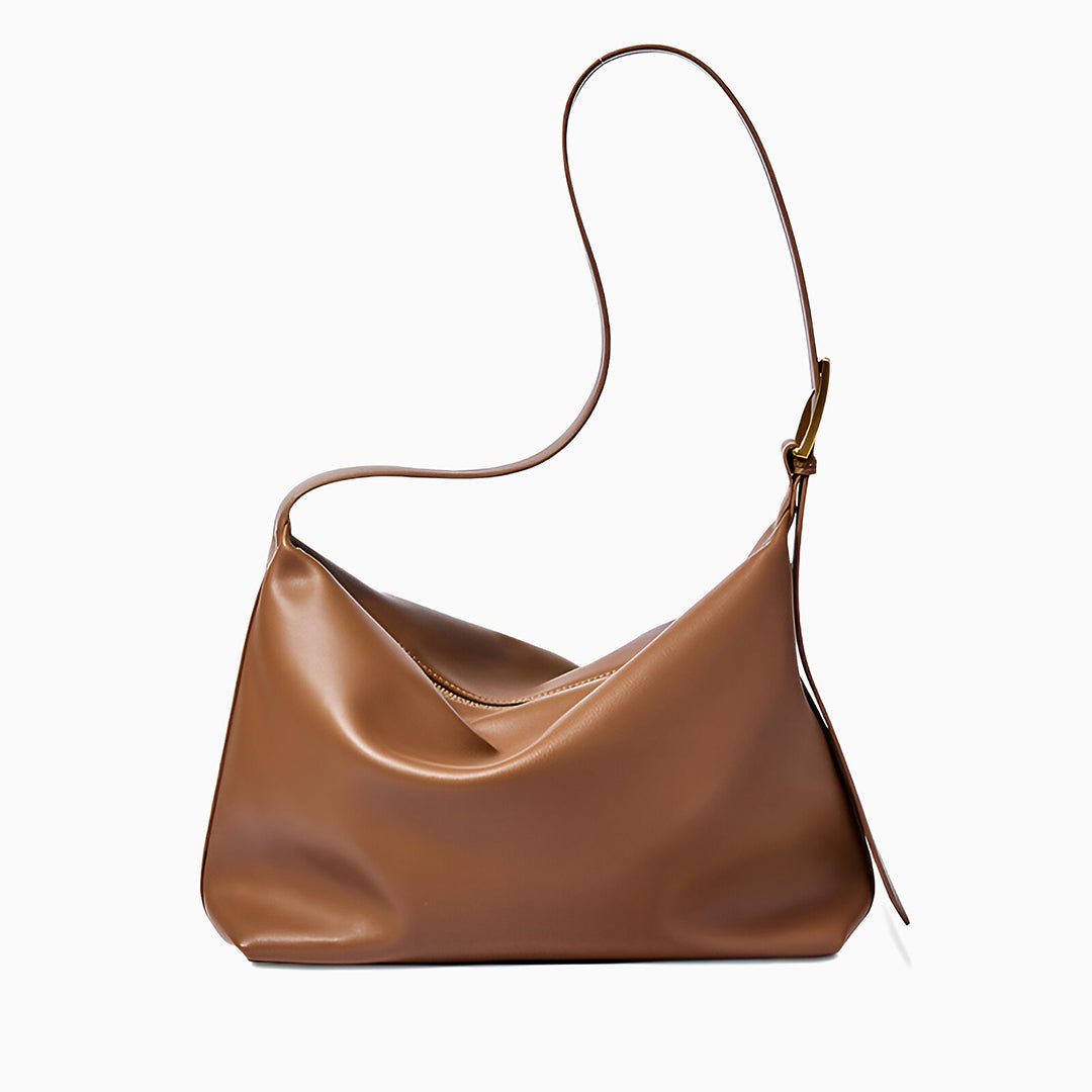 Monica Soft Leather Shoulder Bag – Slouchy Luxe in Black Leather - in Tan Brown | Arvea Bags