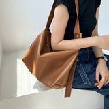 Monica Soft Leather Shoulder Bag – Slouchy Luxe in Black Leather - in Tan Brown | Arvea Bags