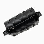 Monte Carlo Woven Leather - Look Crossbody Bag – Modern Structured Flap Bag for Women - in Black | Arvea Bags