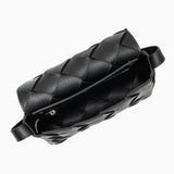 Monte Carlo Woven Leather - Look Crossbody Bag – Modern Structured Flap Bag for Women - in Black | Arvea Bags