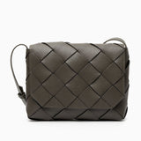 Monte Carlo Woven Leather - Look Crossbody Bag – Modern Structured Flap Bag for Women - in Dark Brown | Arvea Bags
