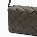 Monte Carlo Woven Leather - Look Crossbody Bag – Modern Structured Flap Bag for Women - in Dark Brown | Arvea Bags