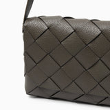 Monte Carlo Woven Leather - Look Crossbody Bag – Modern Structured Flap Bag for Women - in Dark Brown | Arvea Bags