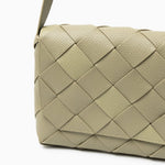 Monte Carlo Woven Leather - Look Crossbody Bag – Modern Structured Flap Bag for Women - in Olive green | Arvea Bags