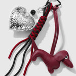 Myrris | Luxury Dachshund Leather Bag Charm – Chic, Playful & Elegant - in Maroon | Arvea Bags
