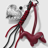 Myrris | Luxury Dachshund Leather Bag Charm – Chic, Playful & Elegant - in Maroon | Arvea Bags