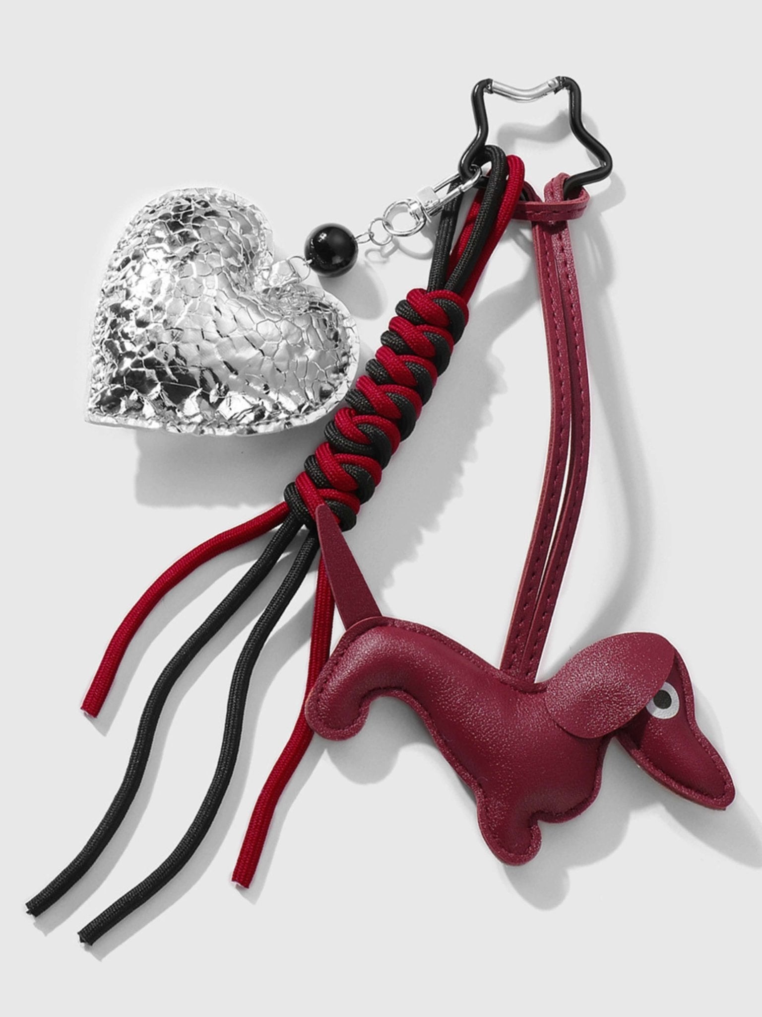 Myrris | Luxury Dachshund Leather Bag Charm – Chic, Playful & Elegant - in Maroon | Arvea Bags