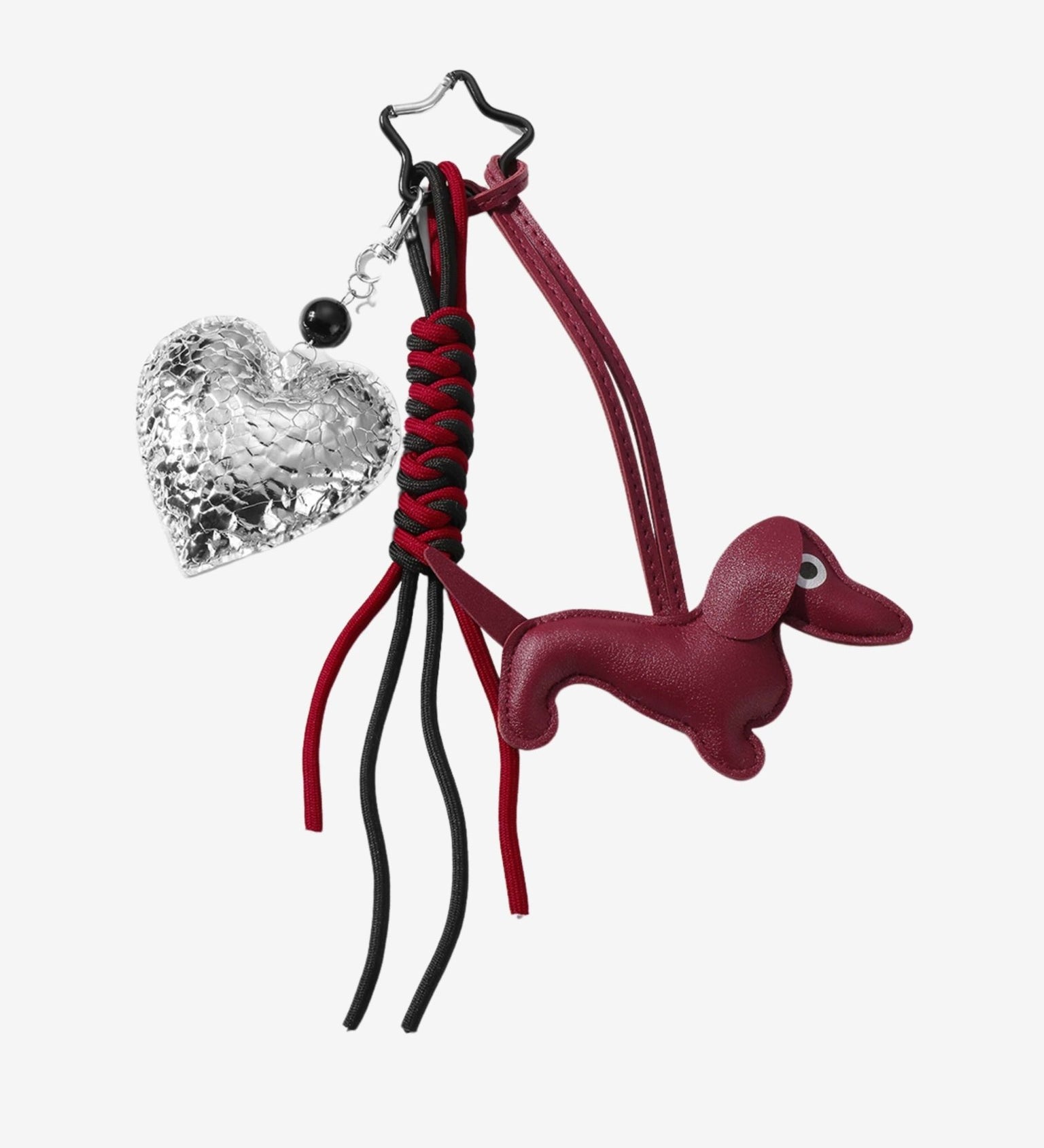 Myrris | Luxury Dachshund Leather Bag Charm – Chic, Playful & Elegant - in Maroon | Arvea Bags