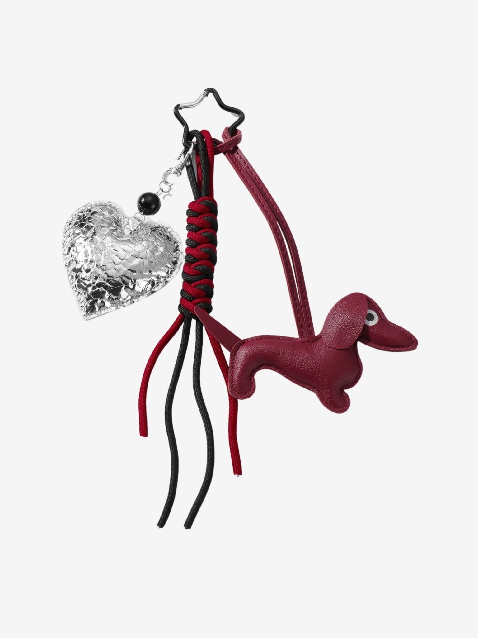 Myrris | Luxury Dachshund Leather Bag Charm – Chic, Playful & Elegant - in Maroon | Arvea Bags