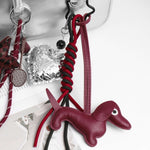 Myrris | Luxury Dachshund Leather Bag Charm – Chic, Playful & Elegant - in Maroon | Arvea Bags