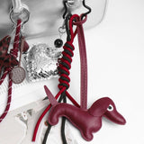 Myrris | Luxury Dachshund Leather Bag Charm – Chic, Playful & Elegant - in Maroon | Arvea Bags
