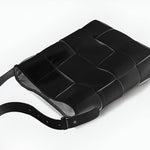 Natalie Glossy Woven Shoulder Bag – Structured Designer Bucket Tote for Women - in Black | Arvea Bags