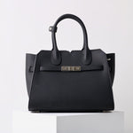 Natalie | Taupe Leather Satchel Bag – Elegant & Timeless - in Black | Arvea Bags