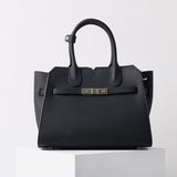 Natalie | Taupe Leather Satchel Bag – Elegant & Timeless - in Black | Arvea Bags
