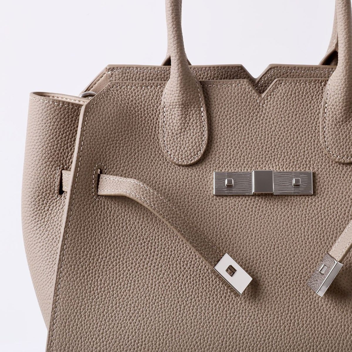 Natalie | Taupe Leather Satchel Bag – Elegant & Timeless - in Khaki | Arvea Bags