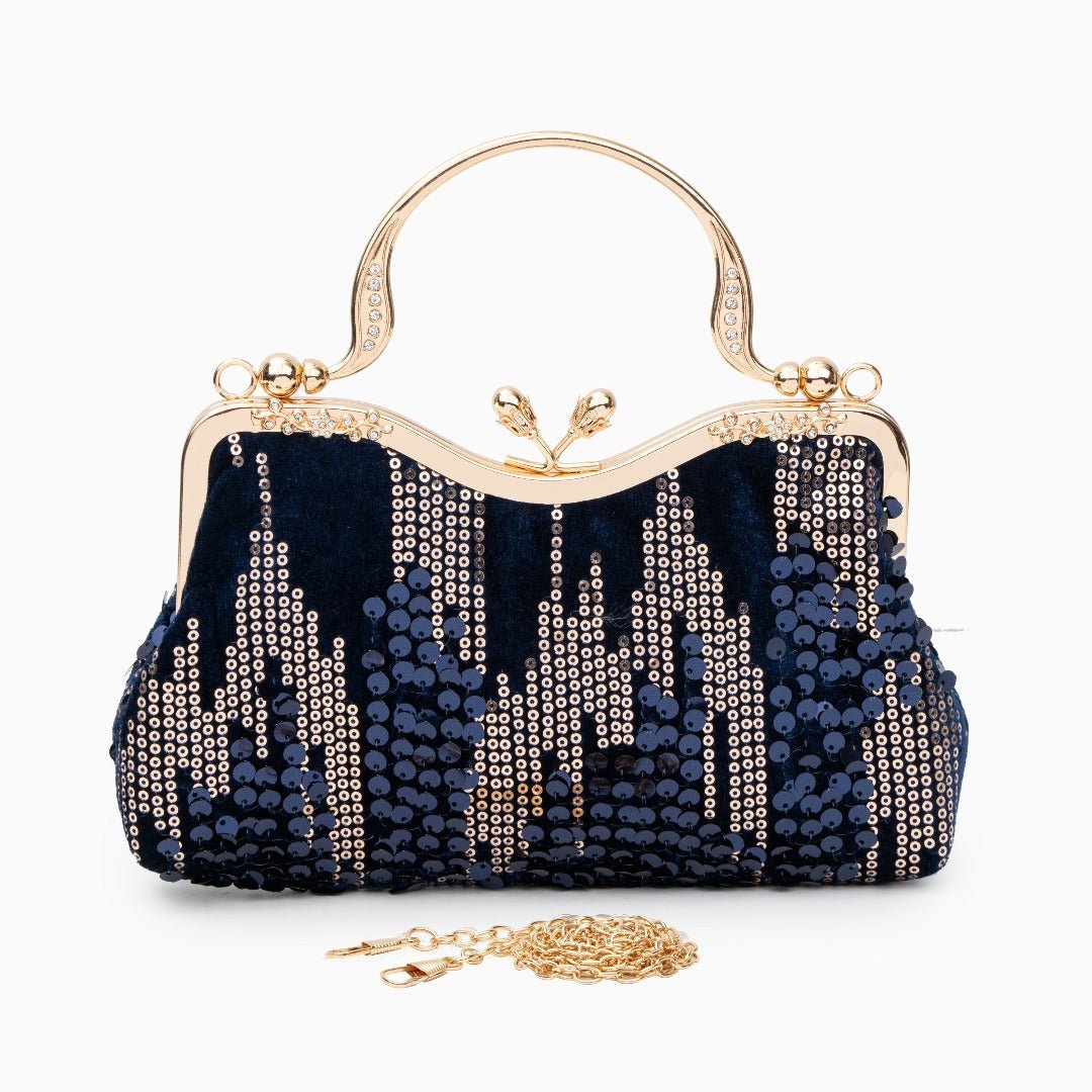 Nivara | Vintage - Inspired Sequin Evening Bag – Elegant & Glamorous Design - in Navy Blue | Arvea Bags