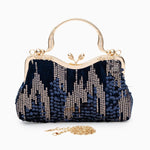 Nivara | Vintage - Inspired Sequin Evening Bag – Elegant & Glamorous Design - in Navy Blue | Arvea Bags