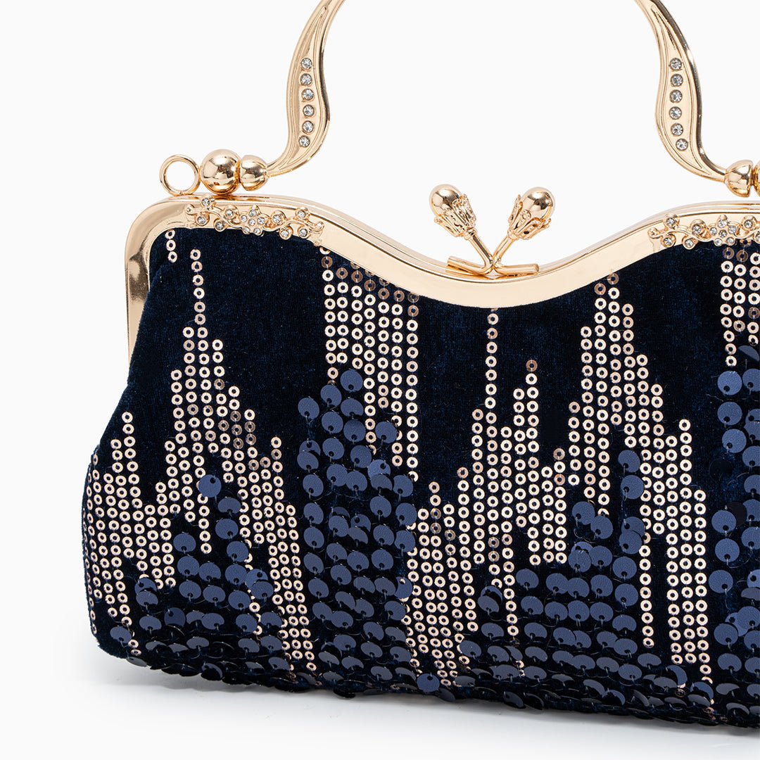 Nivara | Vintage - Inspired Sequin Evening Bag – Elegant & Glamorous Design - in Navy Blue | Arvea Bags