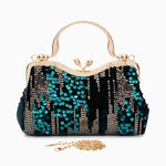 Nivara | Vintage - Inspired Sequin Evening Bag – Elegant & Glamorous Design - in Teal | Arvea Bags