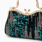 Nivara | Vintage - Inspired Sequin Evening Bag – Elegant & Glamorous Design - in Teal | Arvea Bags