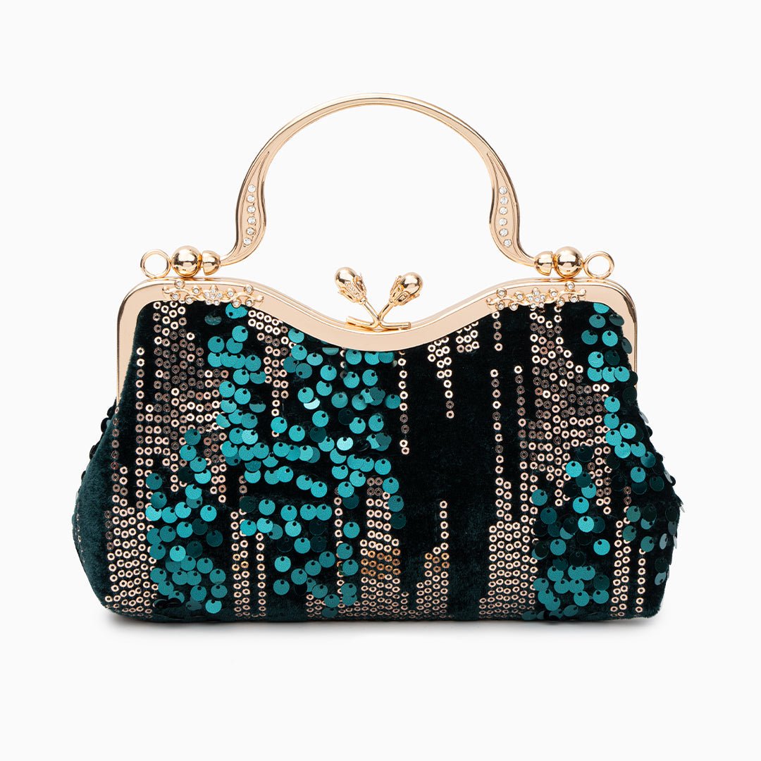 Nivara | Vintage - Inspired Sequin Evening Bag – Elegant & Glamorous Design - in Teal | Arvea Bags