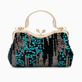 Nivara | Vintage - Inspired Sequin Evening Bag – Elegant & Glamorous Design - in Teal | Arvea Bags