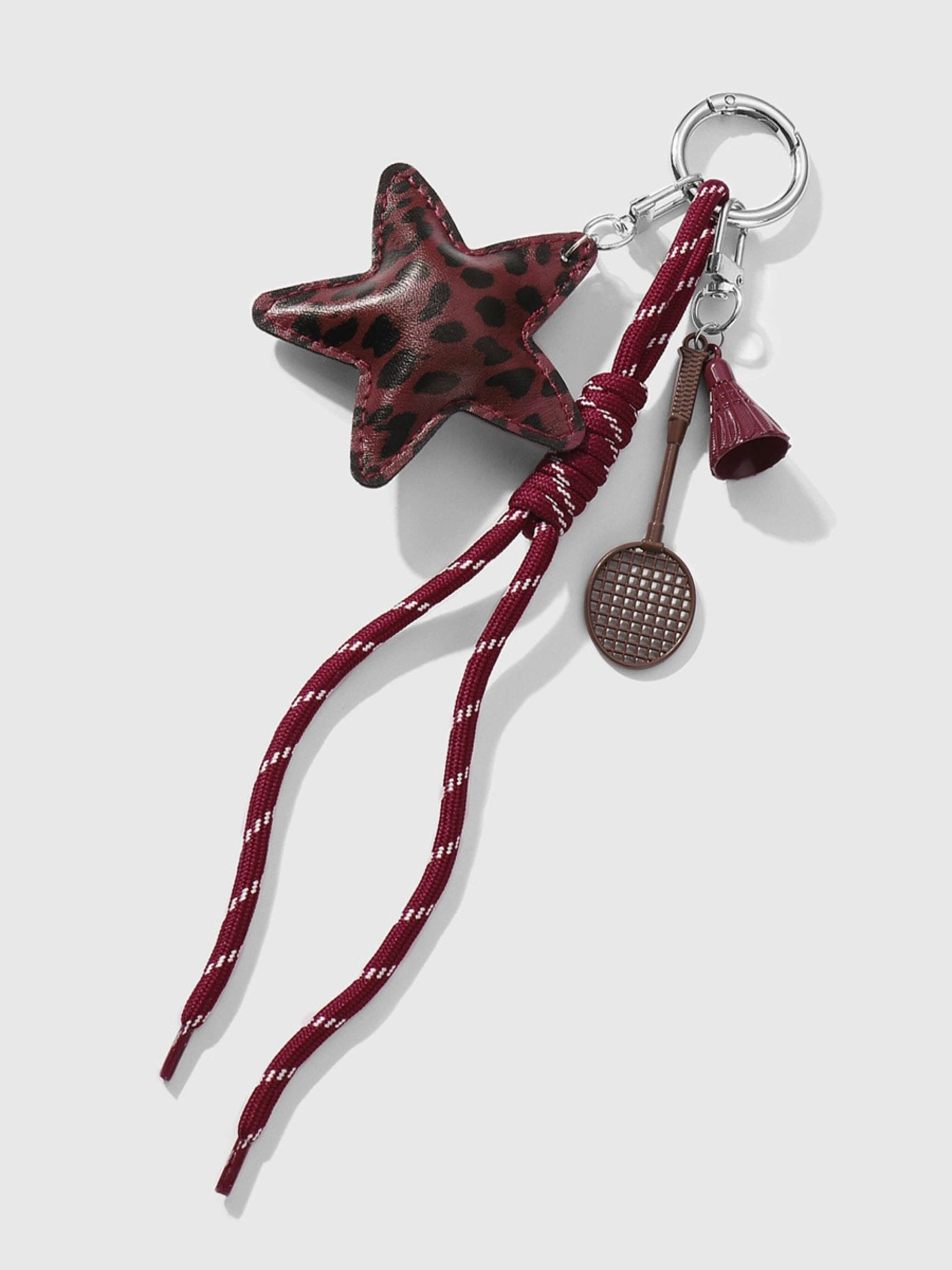 Nivelle | Leopard Star Leather Bag Charm – Bold, Stylish & Unique - in Maroon | Arvea Bags