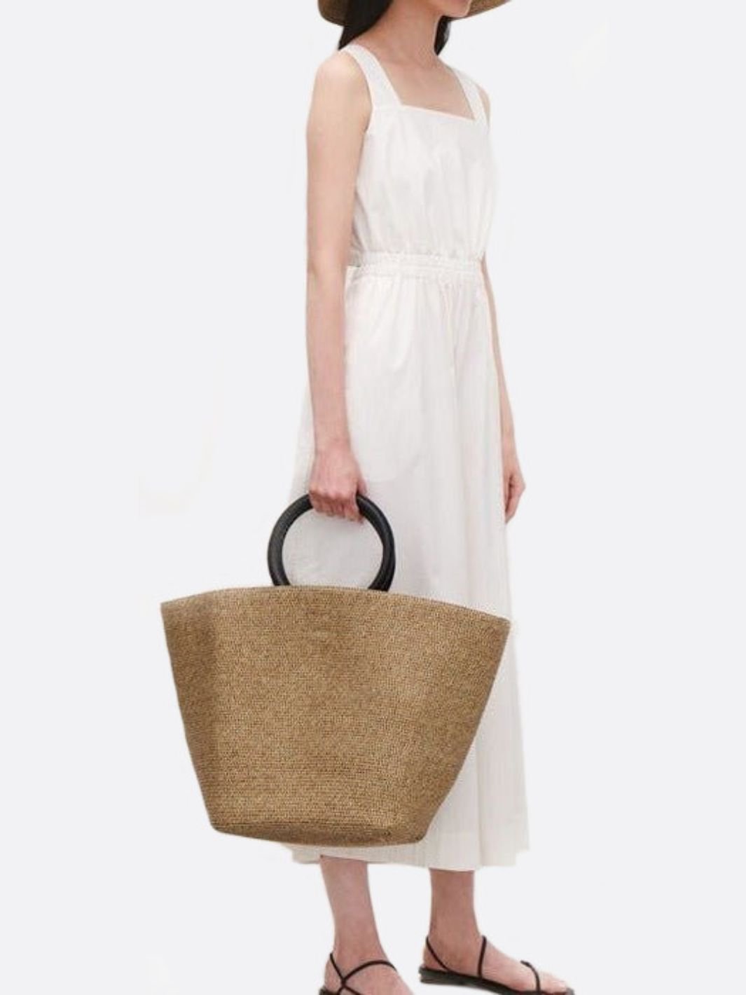 Noa Minimalist Straw Tote – Structured Woven Bag - in Beige | Arvea Bags