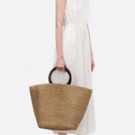 Noa Minimalist Straw Tote – Structured Woven Bag - in Beige | Arvea Bags