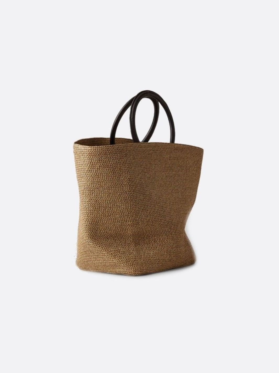 Noa Minimalist Straw Tote – Structured Woven Bag - in Beige | Arvea Bags