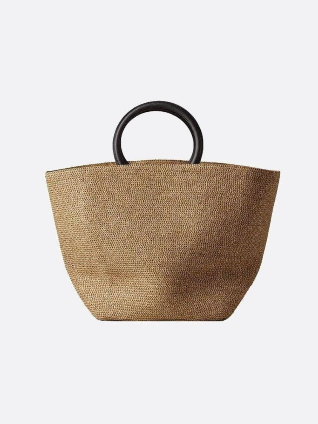 Noa Minimalist Straw Tote – Structured Woven Bag - in Beige | Arvea Bags