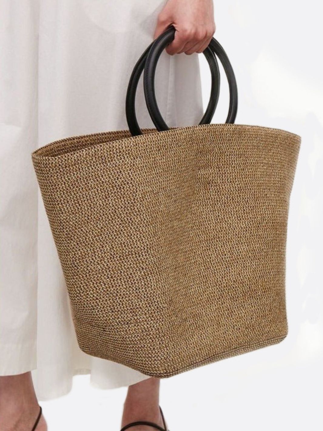 Noa Minimalist Straw Tote – Structured Woven Bag - in Beige | Arvea Bags