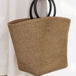 Noa Minimalist Straw Tote – Structured Woven Bag - in Beige | Arvea Bags